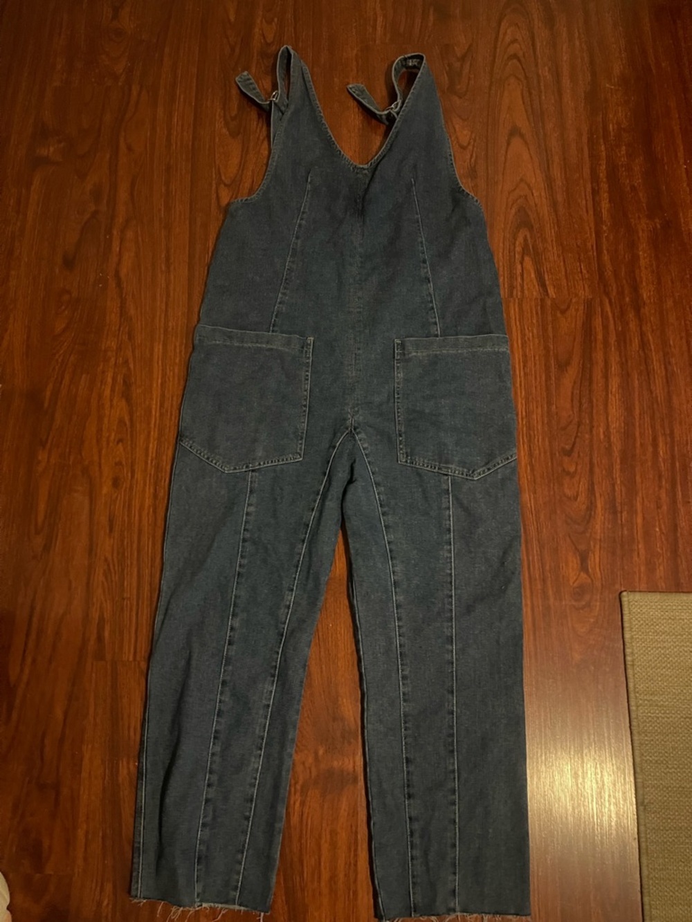 HG Blue Denim Sleeveless Adjustable Strap Jumpsuit with Pockets - Size m